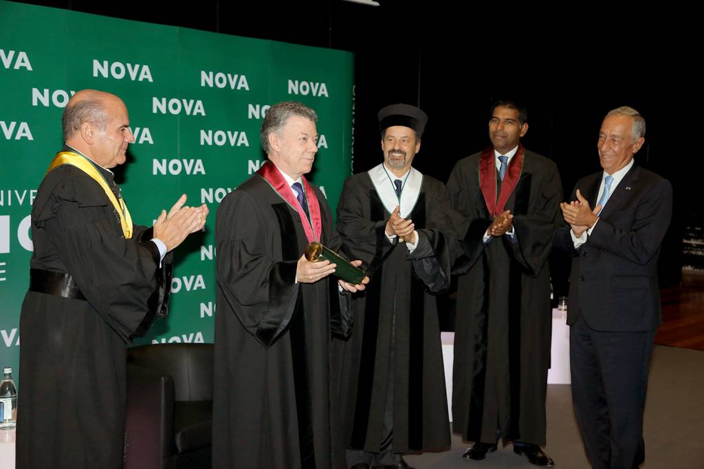 António Rendas, Juan Manuel Santos, João Sàágua, Daniel Traça e Marcelo Rebelo de Sousa