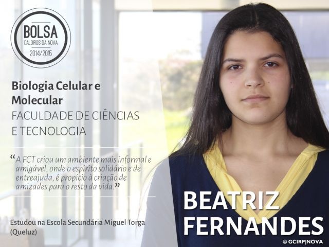 Beatriz Fernandes - estudante de Biologia Celular e Molecular (Faculdade de Ciências e Tecnologia)